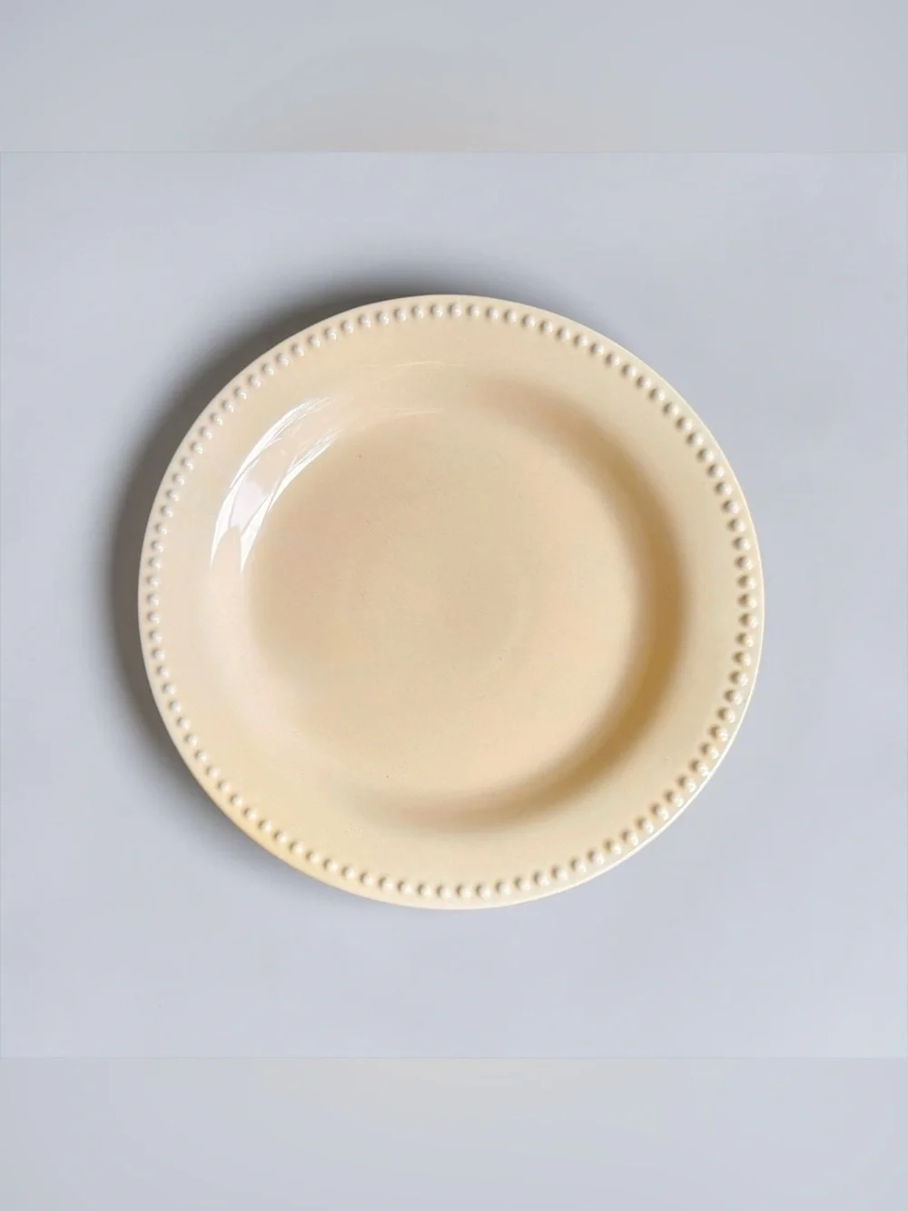 Pottery Barn Emma Beaded Yellow Dinner Plate Portugal Stoneware 11.25”